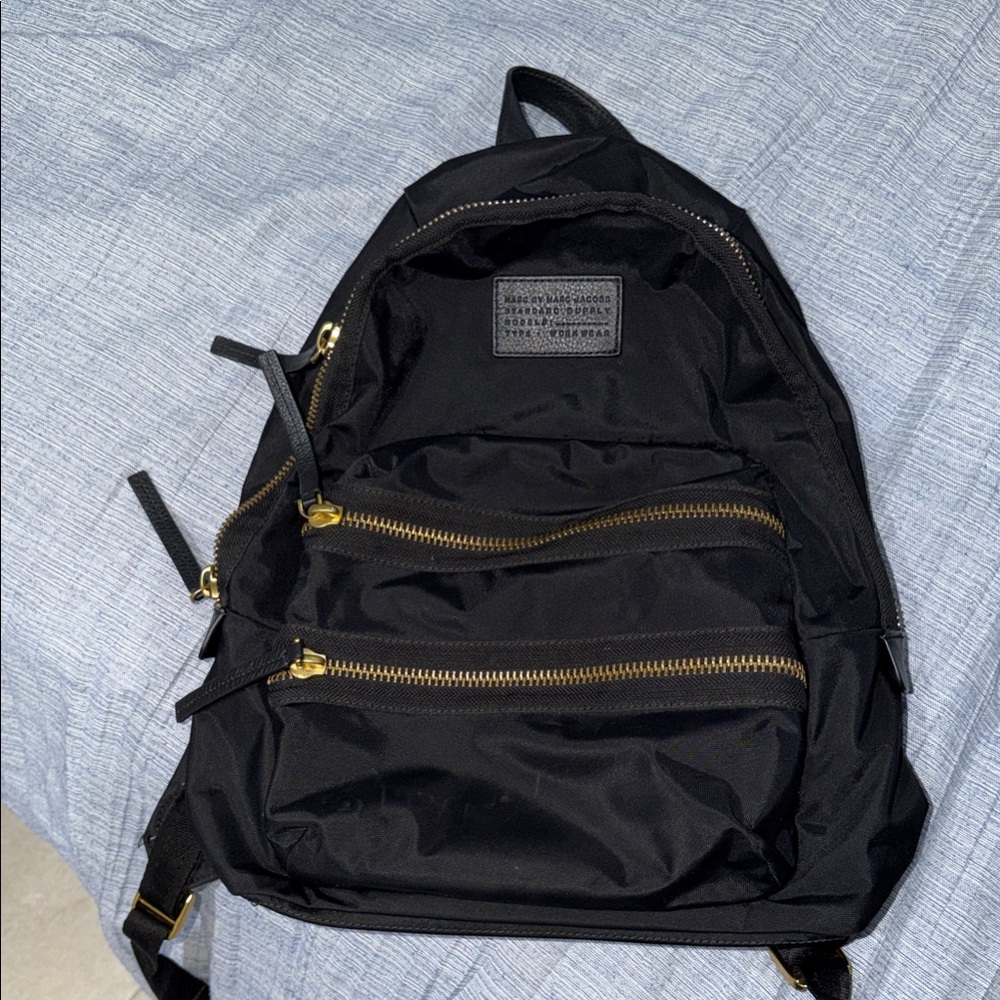 Marc Jacobs Black Backpack with Gold Hardware